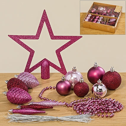 50 teiliges Set Tannenbaumkugeln/ Zubehör Plastik in rosa |  Weihnachtskugeln | Weihnachten | Wohnaccessoires | Seaside64