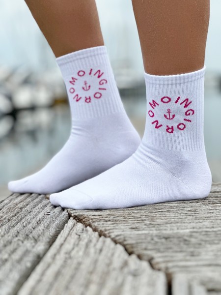 Socken Moingiorno weiß pink in zwei Größen