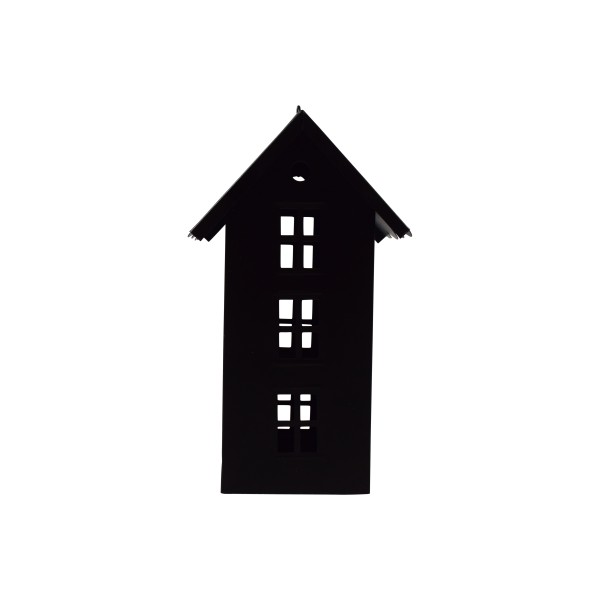 Aufsteller Lichthaus aus Metall, schwarz, für Teelichter, Größe 10,0 x 11,0 x 19,5 cm