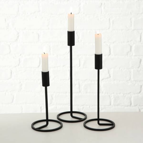 Kerzenhalter aus Eisen in schwarz 3 versch. Größen