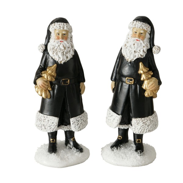 Dekofigur Weihnachtsmann in schwarzem Mantel