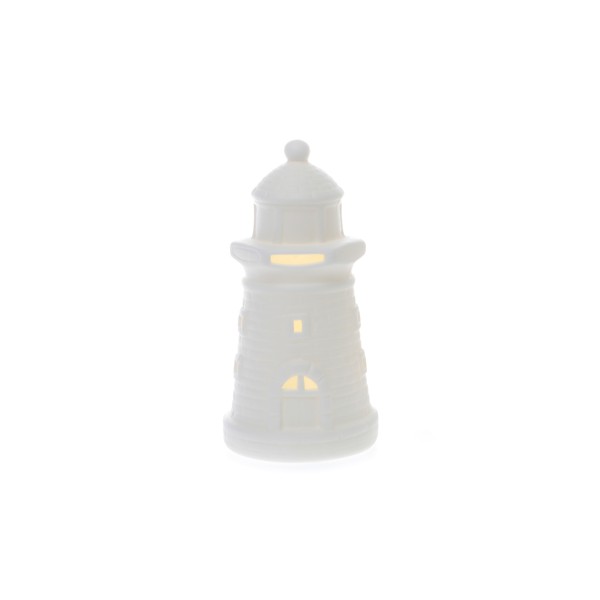 Maritimer LED-Leuchturm aus Porzellan - klein