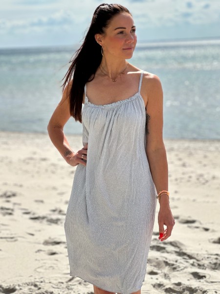 Sommerkleid mit Träger Streifen-Look hellgrau