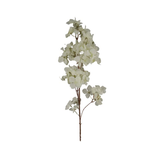 Ast mit weißen Hortensienblüten aus Kunststoff - H= 100 cm