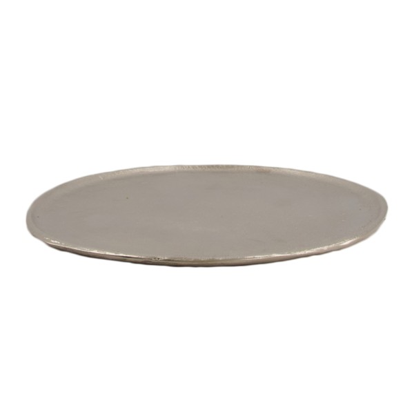 Dekoteller aus Aluminium oval in silber - klein, 16,5 x 14 cm