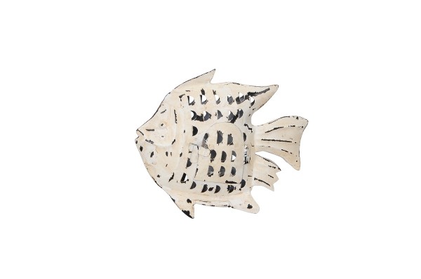 Windlicht Fisch aus Metall in weiß 20cm