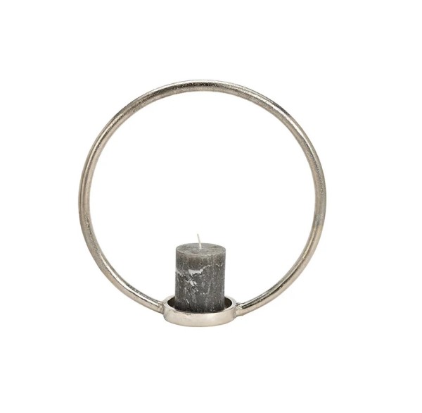 Kerzenhalter in silber aus Aluminium als Kreis 32cm