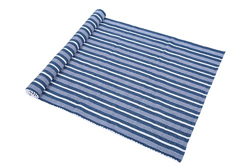 Teppich pfauenblau/weiß mit Streifen 70x160cm