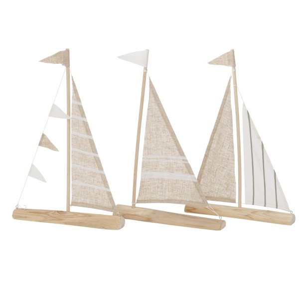Maritimer Dekoaufsteller Segelboot mit Stoffsegel in drei Varianten