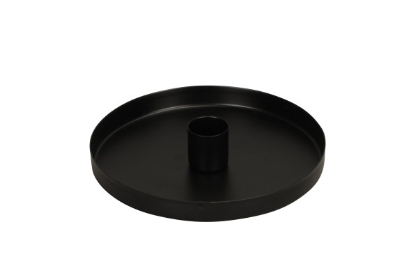Kerzenhalter rund als Teller in schwarz klein