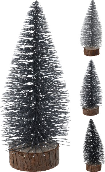 Weihnachtsbaum "Glitzertanne" 25cm auf Holzfuß