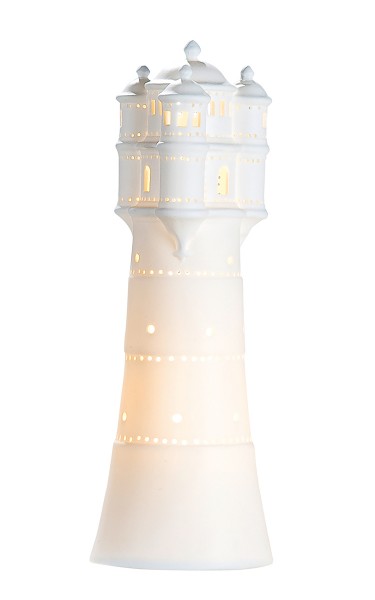 Maritime Tischleuchte Leuchtturm aus Porzellan