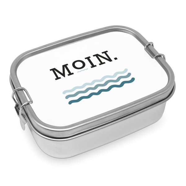 Brotbox/Lunchbox 'Moin' in Weiß aus Edelstahl