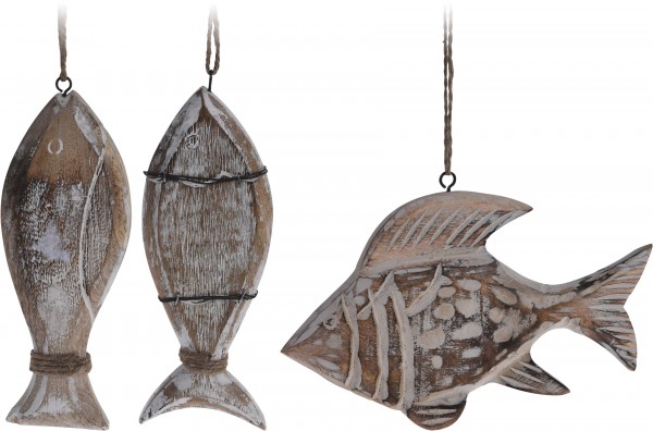 Maritimer Dekohänger Fisch aus Holz gewischt "Gr.L" in drei Varianten