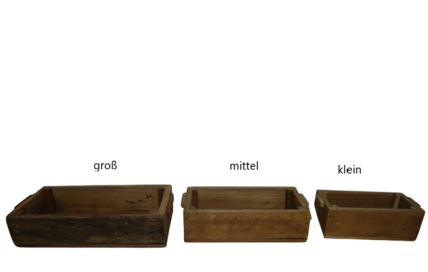 Kiste aus recyceltem Holz mit Griffen - in drei verschiedenen Größen