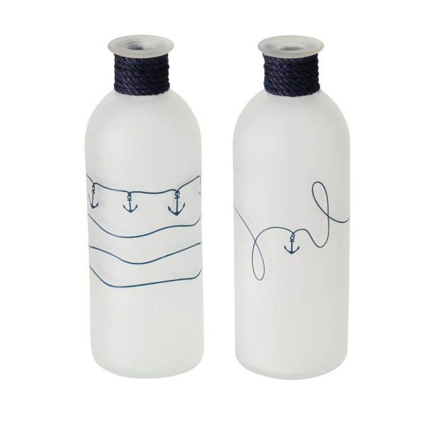 Maritime Vase"Anker" matt als Glasflasche - in 2 Variationen erhältlich