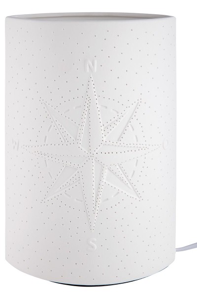 Tischlampe "Windrose" weiß aus Porzellan groß