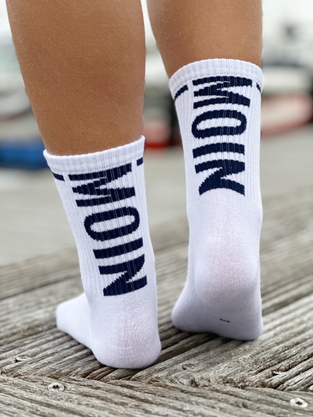 Socken Moin Ferse weiß navy in drei Größen