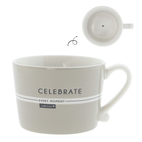 Bastion Collections Henkeltasse beige "Celebrate every Moment"