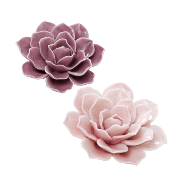 Dekoaufsteller Blume in rosa aus Dolomit in 2 Ausführungen