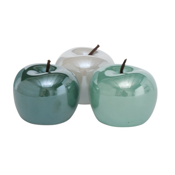 Dekoaufsteller Perly Äpfel im 3er Set grün/weiß