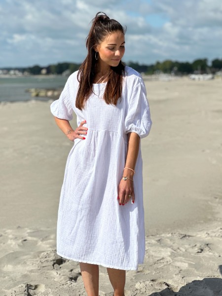 Langes Kleid Musselin Basic in weiß