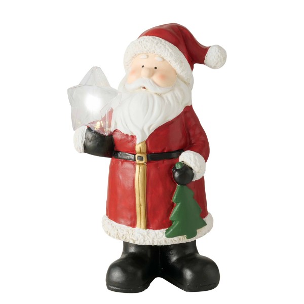 Dekofigur Weihnachtsmann mit LED-Stern