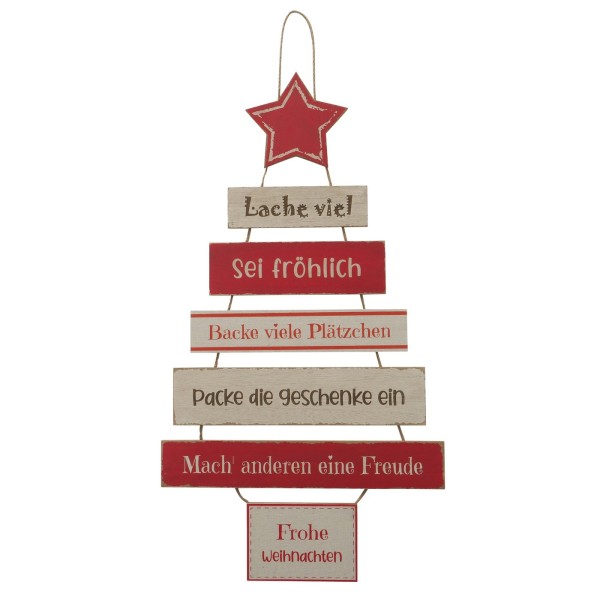Weihnachtsbaum Deko Hängeschild - rot, weiß, natur