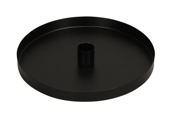 Kerzenhalter rund als Teller in schwarz groß