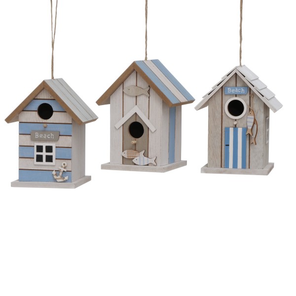 Maritimes Vogelhaus aus Holz in drei Varianten