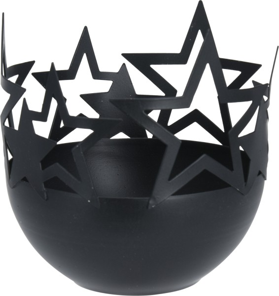 Teelichthalter Sterne schwarz aus Metall groß
