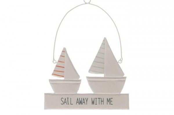 Maritimes Metallschild Segelboote "Sail away with me"