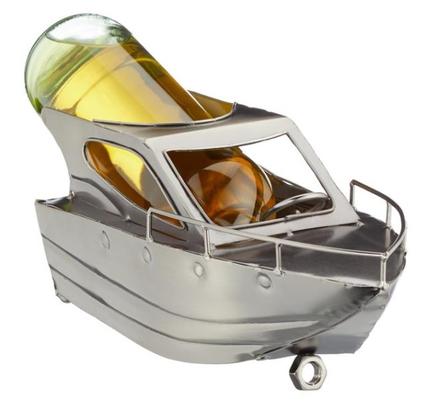 Weinflaschenhalter Motorboot aus Eisen