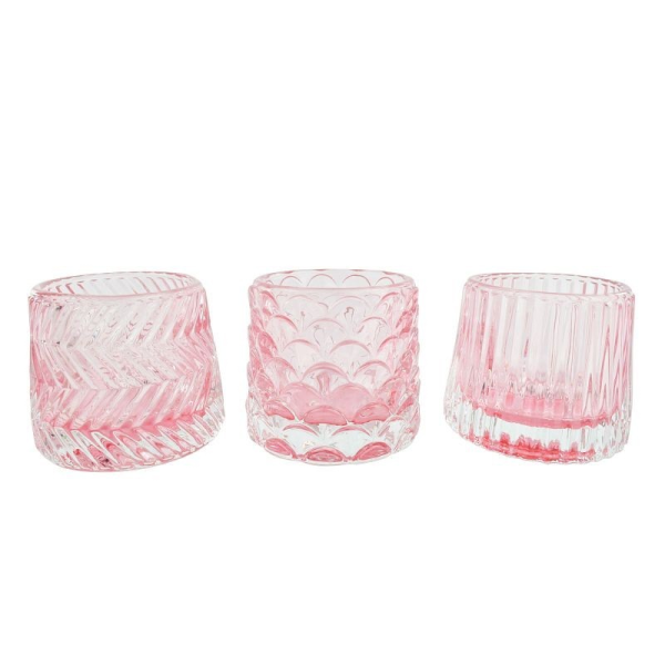 Windlicht Varios rosa aus Glas- in drei Ausführungen
