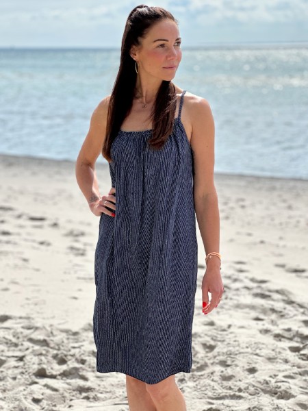 Sommerkleid mit Träger Streifen-Look dunkelblau
