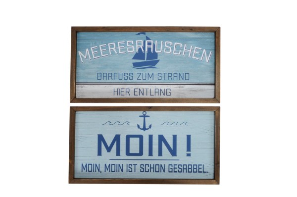Maritimes Holzschild mit Spruch blau/ weiß in zwei Ausführungen