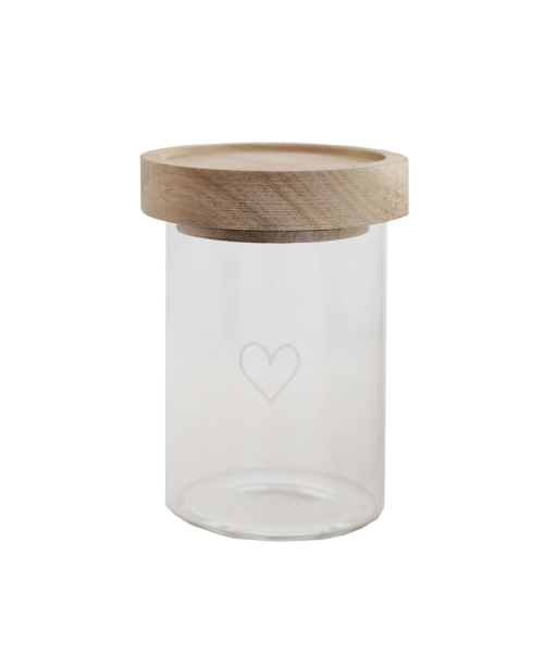 Eulenschnitt Mini Vorratsglas " weißes Herz" mit Holzdeckel