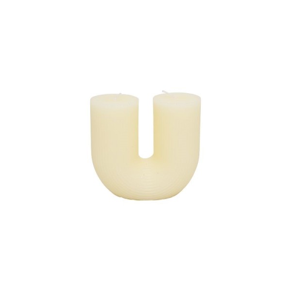 Kerze U-Form mit zwei Dochten unifarben Höhe 11,0 cm - creme