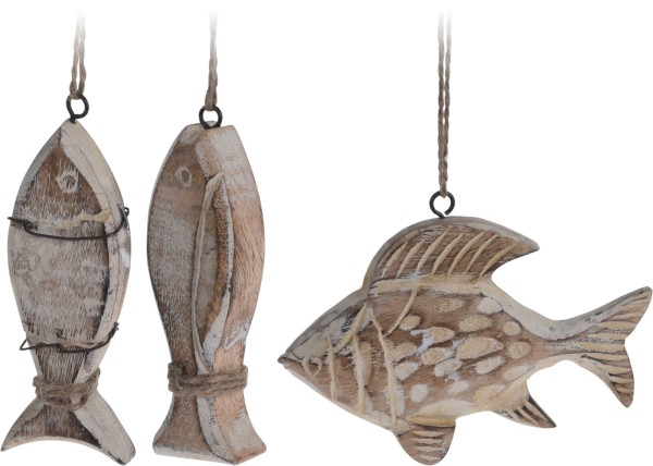 Maritimer Dekohänger Fisch aus Holz gewischt "Gr.S" in drei Varianten