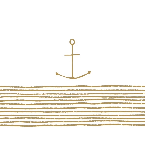 Maritime Servietten 'Anker' in Gold/Weiß
