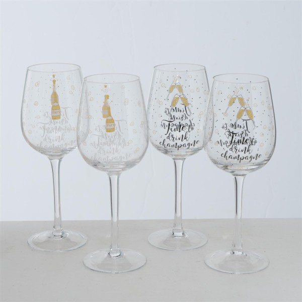 Weinglas-Set (2 Gläser) gold mit Beschriftung für Silvester