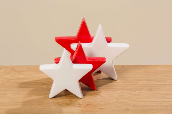 Dekoaufsteller Stern in weiß oder rot, 16 cm