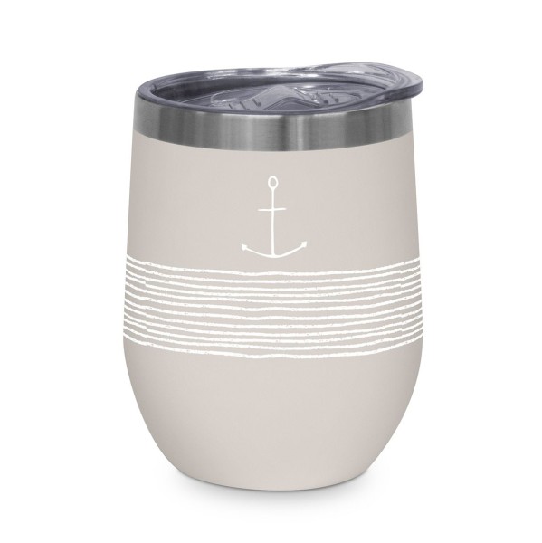 Thermo Mug mit Deckel 'Anker' in Taupe