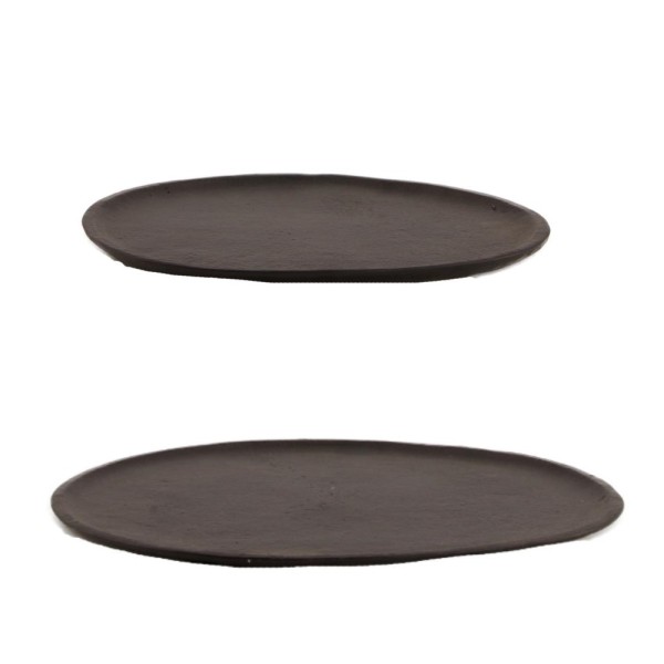 Dekoteller aus Aluminium oval in schwarz zwei Größen