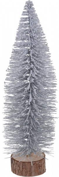 Weihnachtsbaum Glitzertanne silber/weiß auf Holzfuß 35cm