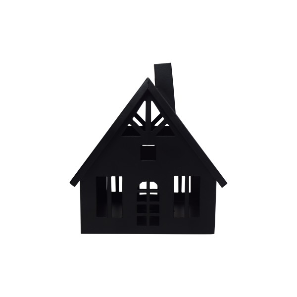 Aufsteller Lichthaus aus Metall, schwarz, für Teelichter, Größe 11,5 x 14,5 x 16,5 cm