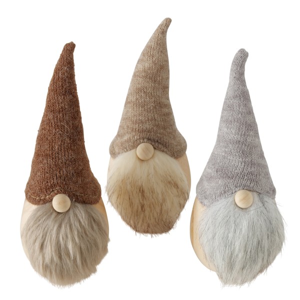 Holzwichtel mit Mütze und Bart H20cm in drei Farben