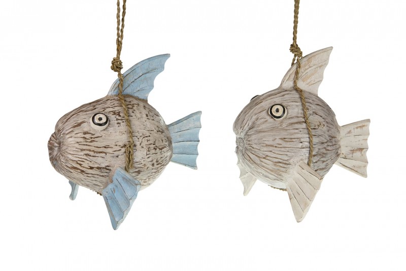 Maritime Deko Figur Kugelfisch Fisch aus Polyresin 15,5 x 10,5 x 10cm MT 