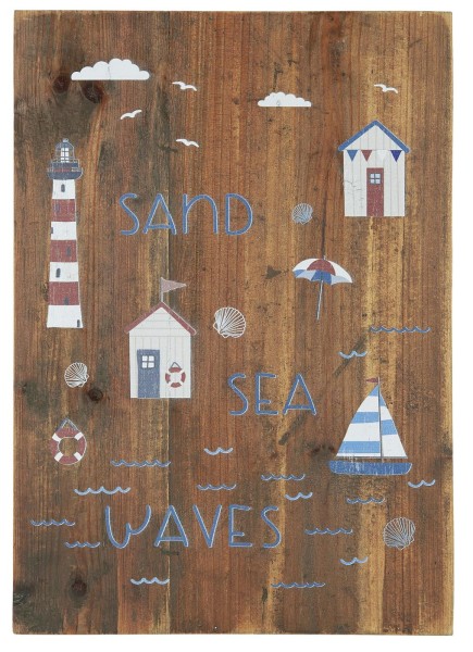 IB Laursen Holzschild "Sand, sea, waves"