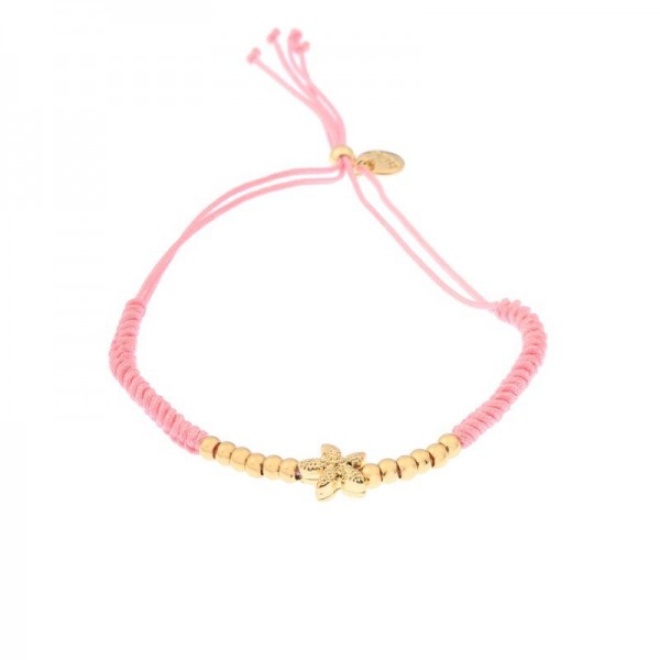 Armband BibaTextil in rosa mit Seestern in gold
